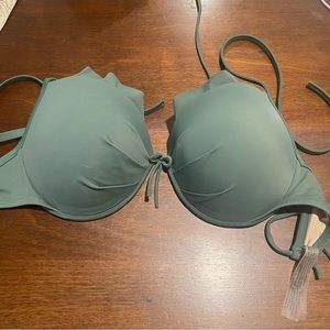 NWOT Victorias Secret Halter Bikini top, color olive, size 34DDD.